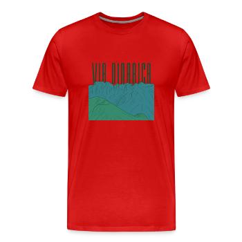 Via Dinarica – Sentier de longue distance - T-shirt bio Premium Homme - rouge - Devant - Damien (186cm)