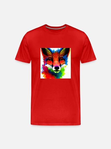 A colourful Fox, water colours - Men's Premium Organic T-Shirt - red