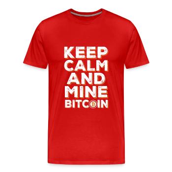 Dicton Bitcoin - T-shirt bio Premium Homme - rouge - Devant - Damien (186cm)