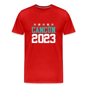 Cancun 2023 - T-shirt bio Premium Homme - rouge - Devant - Damien (186cm)