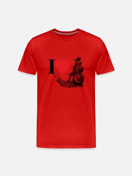 I love snails - a heart for snails - Men's Premium Organic T-Shirt - red