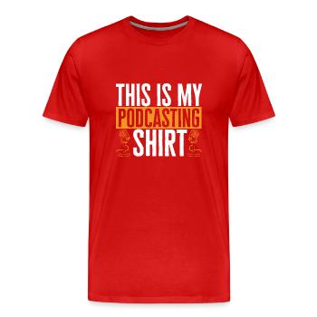 Podcasteur Podcast - T-shirt bio Premium Homme - rouge - Devant - Damien (186cm)