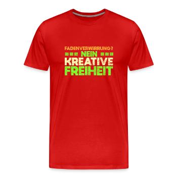 Fadenverwirrung? Nein, Kreative Freiheit - Männer Premium Bio T-Shirt - Rot - Vorne - Damien (186cm)