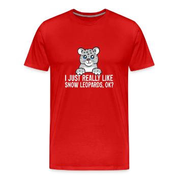 Schneeleopard - Männer Premium Bio T-Shirt - Rot - Vorne - Damien (186cm)