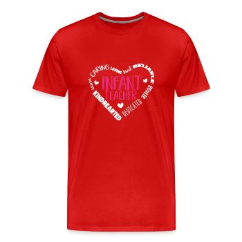 Enseignante de maternelle Éducatrice de centre de garde - T-shirt bio Premium Homme - rouge - Devant - Damien (186cm)