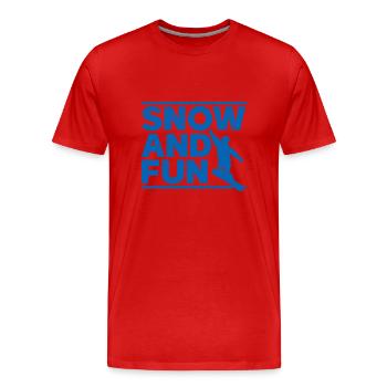 Ski Snowboard Montagne Vacances Neige Freestyle - T-shirt bio Premium Homme - rouge - Devant - Damien (186cm)