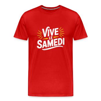 Vive le samedi - T-shirt bio Premium Homme - rouge - Devant - Damien (186cm)