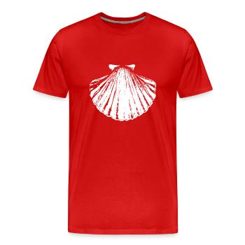 Chemin - Pétoncle - Pèlerinage - Santiago - T-shirt bio Premium Homme - rouge - Devant - Damien (186cm)