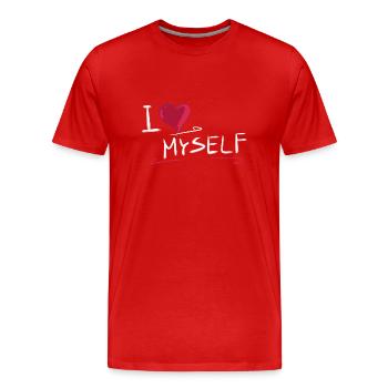 ich liebe mich herz text spruch - Männer Premium Bio T-Shirt - Rot - Vorne - Damien (186cm)