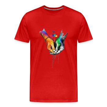 Pride Love Hands - Men's Premium Organic T-Shirt - red - Front - Damien (186cm)