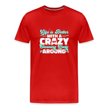 Aide domestique, femme de ménage, femme de ménage - T-shirt bio Premium Homme - rouge - Devant - Damien (186cm)