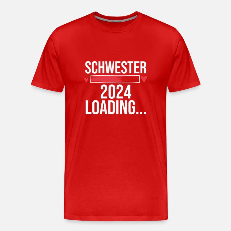 Werdende Schwester 2024 - Männer Premium Bio T-Shirt - Rot