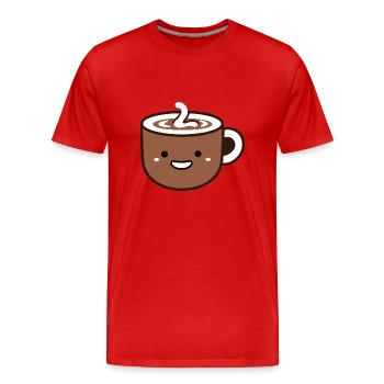 Humor Small Hot Chocolate - Men's Premium Organic T-Shirt - red - Front - Damien (186cm)
