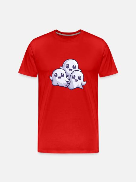 Ghosts Halloween Cute Comic - Men's Premium Organic T-Shirt - red