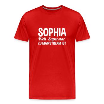 Prénom Sophia - T-shirt bio Premium Homme - rouge - Devant - Damien (186cm)
