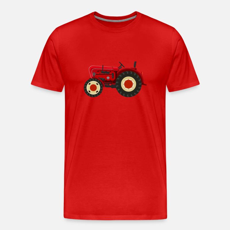 Retro Oldtimer-Traktor rot - Männer Premium Bio T-Shirt - undefined