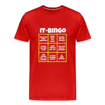 IT Bingo Spiel Büro Computer Glücksrad - Männer Premium Bio T-Shirt - Rot - Vorne - Damien (186cm)