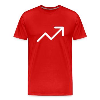 Stonks | Flèche vers le haut - T-shirt bio Premium Homme - rouge - Devant - Damien (186cm)