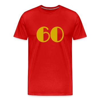 60. 60 JAHRE. 60-JÄHRIGES JUBILÄUM. GEBURTSTAG 60 JAHRE. - Männer Premium Bio T-Shirt - Rot - Vorne - Damien (186cm)