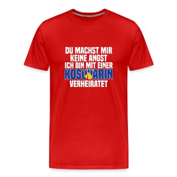 Du machst mir Keine Angst ich bin mit einer Kosova - Männer Premium Bio T-Shirt - Rot - Vorne - Damien (186cm)