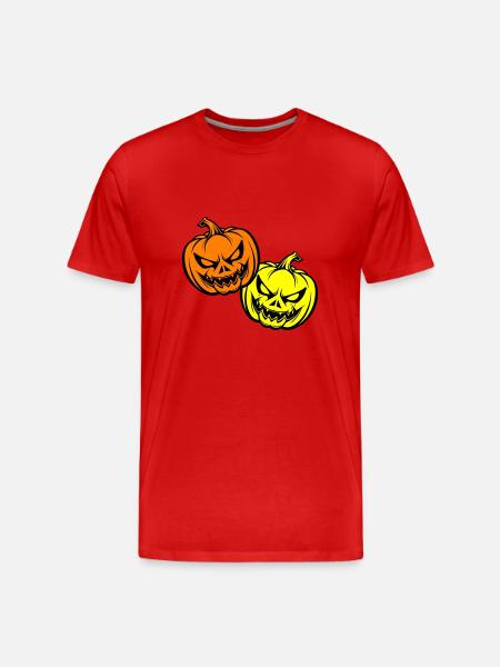 Halloween Creepy Pumpkin Face - Men's Premium Organic T-Shirt - red