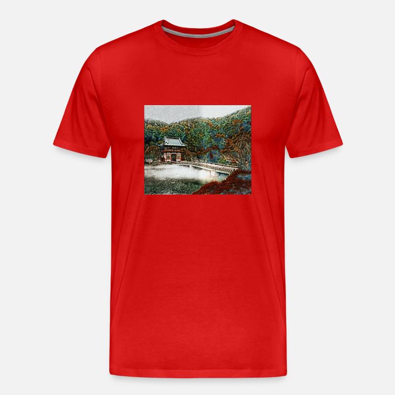Temple dans la forêt - T-shirt bio Premium Homme - rouge