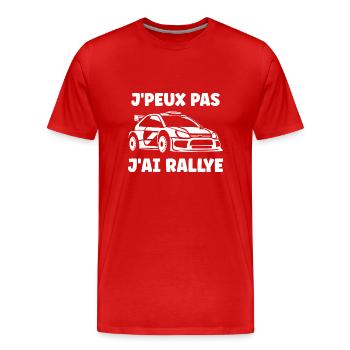 Humour pilote de rallye - T-shirt bio Premium Homme - rouge - Devant - Damien (186cm)