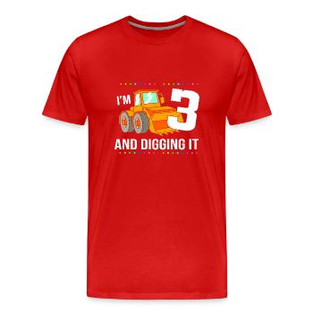 Baustelle Kindergeburtstag - Männer Premium Bio T-Shirt - Rot - Vorne - Damien (186cm)