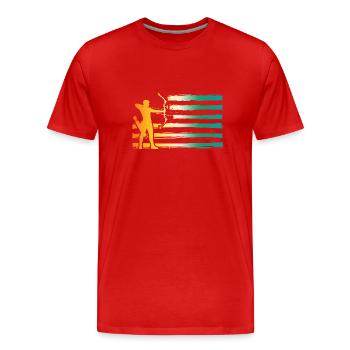 Bogenschütze Bogenschießen - Männer Premium Bio T-Shirt - Rot - Vorne - Damien (186cm)