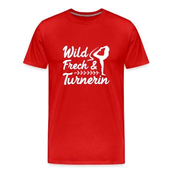 Turnen Mädchen Gymnastik Turnanzug Turnerin - Männer Premium Bio T-Shirt - Rot - Vorne - Damien (186cm)