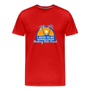 J’ai besoin d’être séahabilité Monterey State Beach - T-shirt bio Premium Homme - rouge - Devant - Damien (186cm)