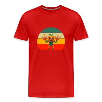 Fête de fête de citrouille rétro Halloween - T-shirt bio Premium Homme - rouge - Devant - Damien (186cm)