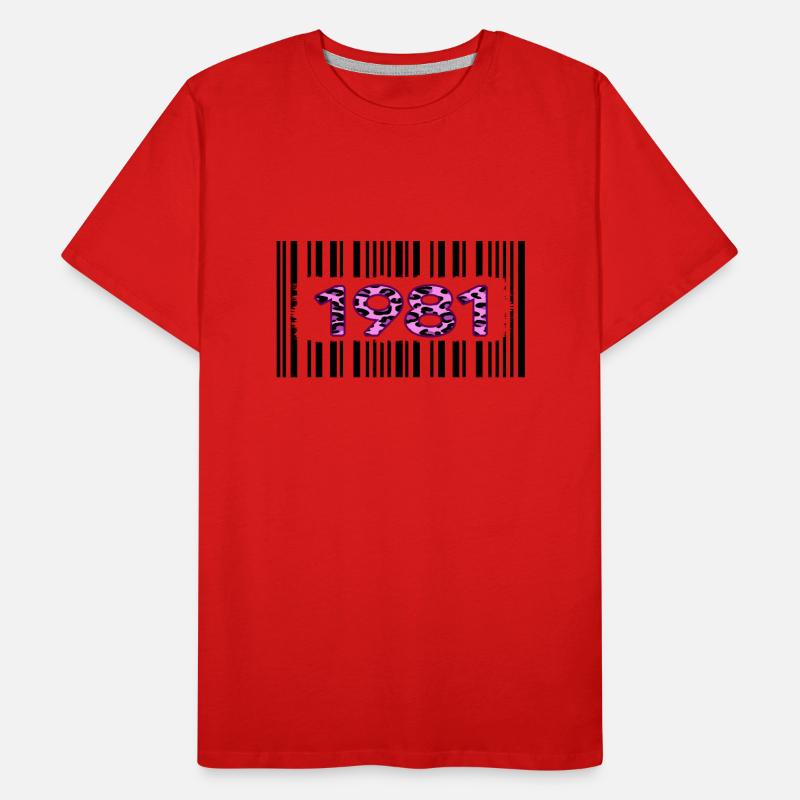 1981 Birthday Anniversary Barcode Pink Leopard Men's Premium Organic T-Shirt