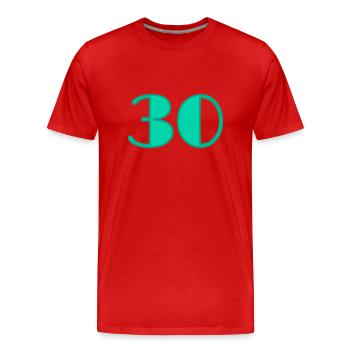 30 ANS. 30. 30e ANNIVERSAIRE. ANNIVERSAIRE 30 ANS - T-shirt bio Premium Homme - rouge - Devant - Damien (186cm)