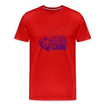 Pêcheur à la ligne Hameçon Canne à pêche Pêcheur sportif - T-shirt bio Premium Homme - rouge - Devant - Damien (186cm)