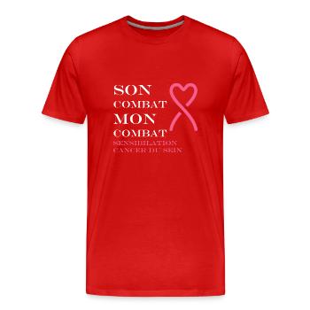 Sensibilisation cancer du sein - T-shirt bio Premium Homme - rouge - Devant - Damien (186cm)