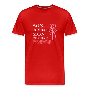 Sensibilisation cancer du sein - T-shirt bio Premium Homme - rouge - Devant - Damien (186cm)