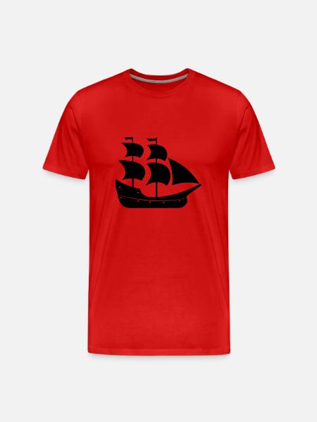 Piratenschiff - Männer Premium Bio T-Shirt - Rot