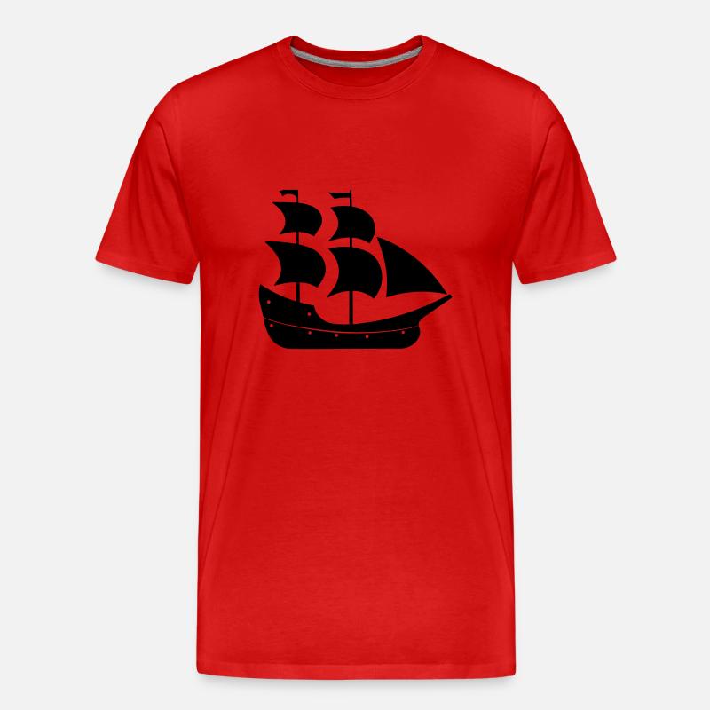 Piratenschiff - Männer Premium Bio T-Shirt - Rot