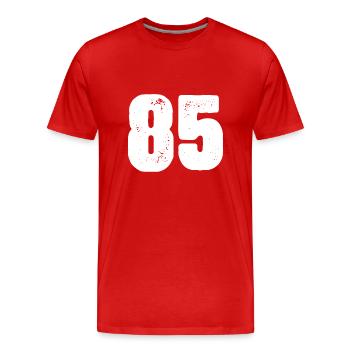 85 Maillot numéro - T-shirt bio Premium Homme - rouge - Devant - Damien (186cm)