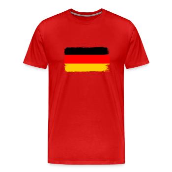 Allemagne Drapeau allemand Drapeau allemand Utilisé Regarder à la maison - T-shirt bio Premium Homme - rouge - Devant - Damien (186cm)