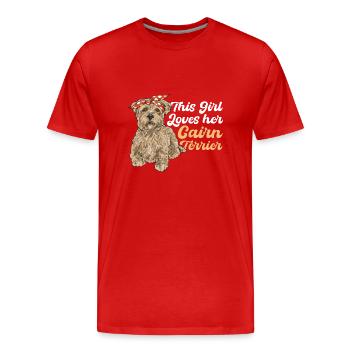 Cairn Terrier Dog - Men's Premium Organic T-Shirt - red - Front - Damien (186cm)