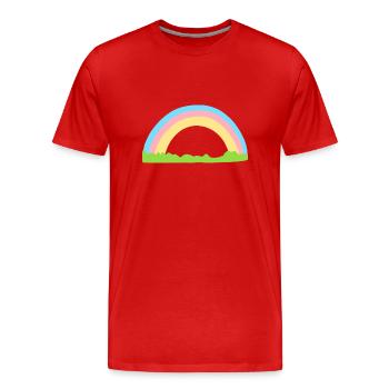 Rainbow Symbol Shape Grass Line - Men's Premium Organic T-Shirt - red - Front - Damien (186cm)