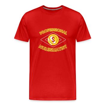 Collectionneur de pièces de monnaie - T-shirt bio Premium Homme - rouge - Devant - Damien (186cm)