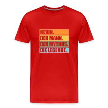 Kevin - Männer Premium Bio T-Shirt - Rot - Vorne - Damien (186cm)