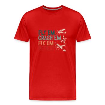 Modèle d’avion télécommandé - T-shirt bio Premium Homme - rouge - Devant - Damien (186cm)