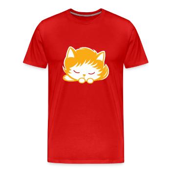 Baby Schlafende Katze - Männer Premium Bio T-Shirt - Rot - Vorne - Damien (186cm)
