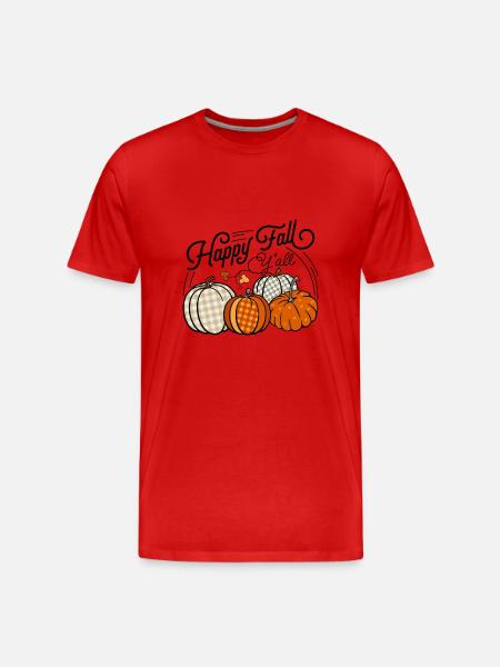 Happy Fall Y'All Herbst Kürbisse - Herre Premium T-shirt økologisk - rød