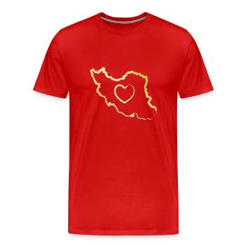Iran Pays Coeur Amour Perse - T-shirt bio Premium Homme - rouge - Devant - Damien (186cm)