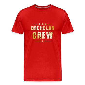 Bachelor Crew - Männer Premium Bio T-Shirt - Rot - Vorne - Damien (186cm)